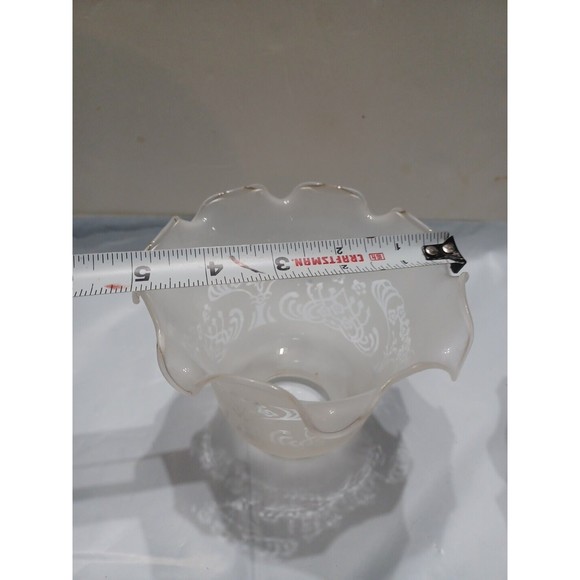 Replacement Vintage Glass Lamp Shade with Furled Top Edge & Frosted 2" Opening - Picture 7 of 15